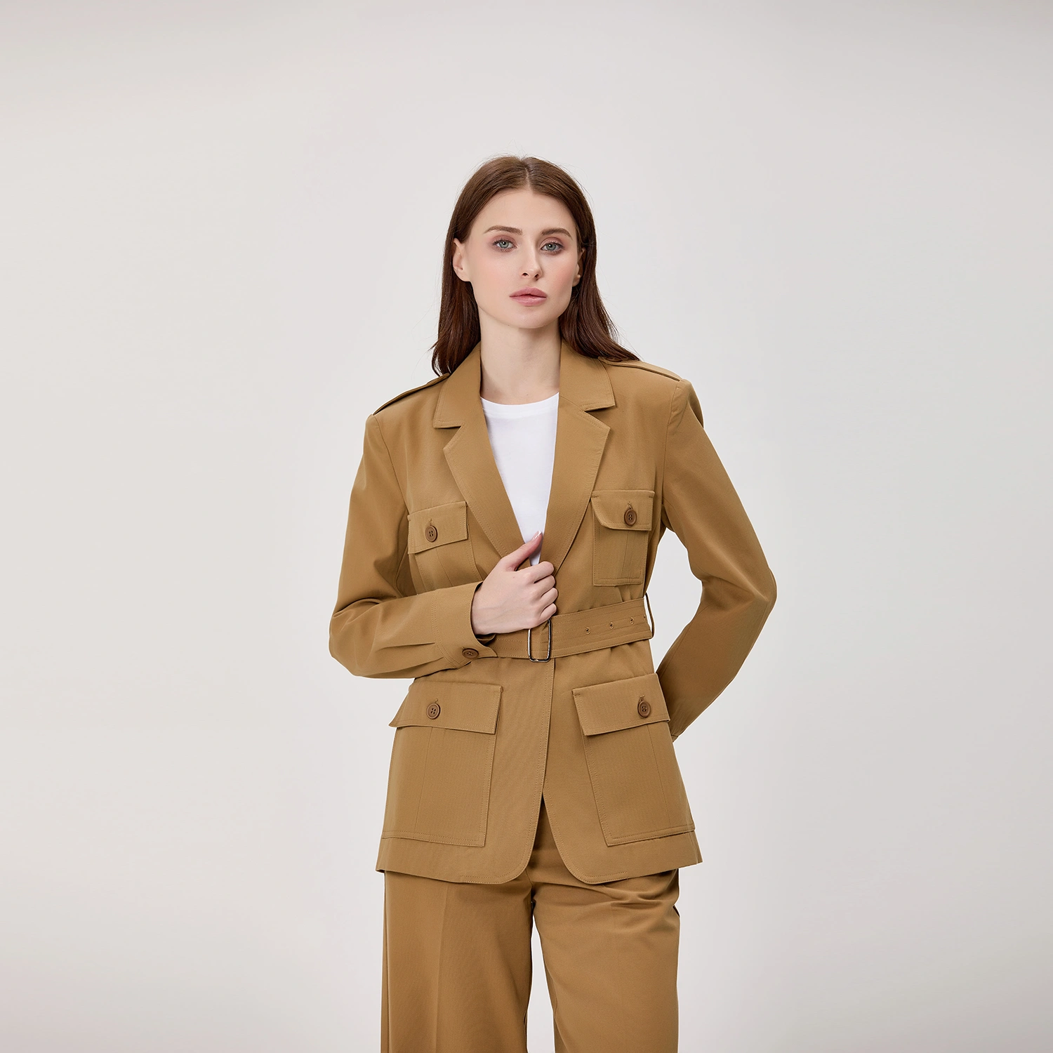 Veste Saharienne à Ceinture et Poches à Rabat