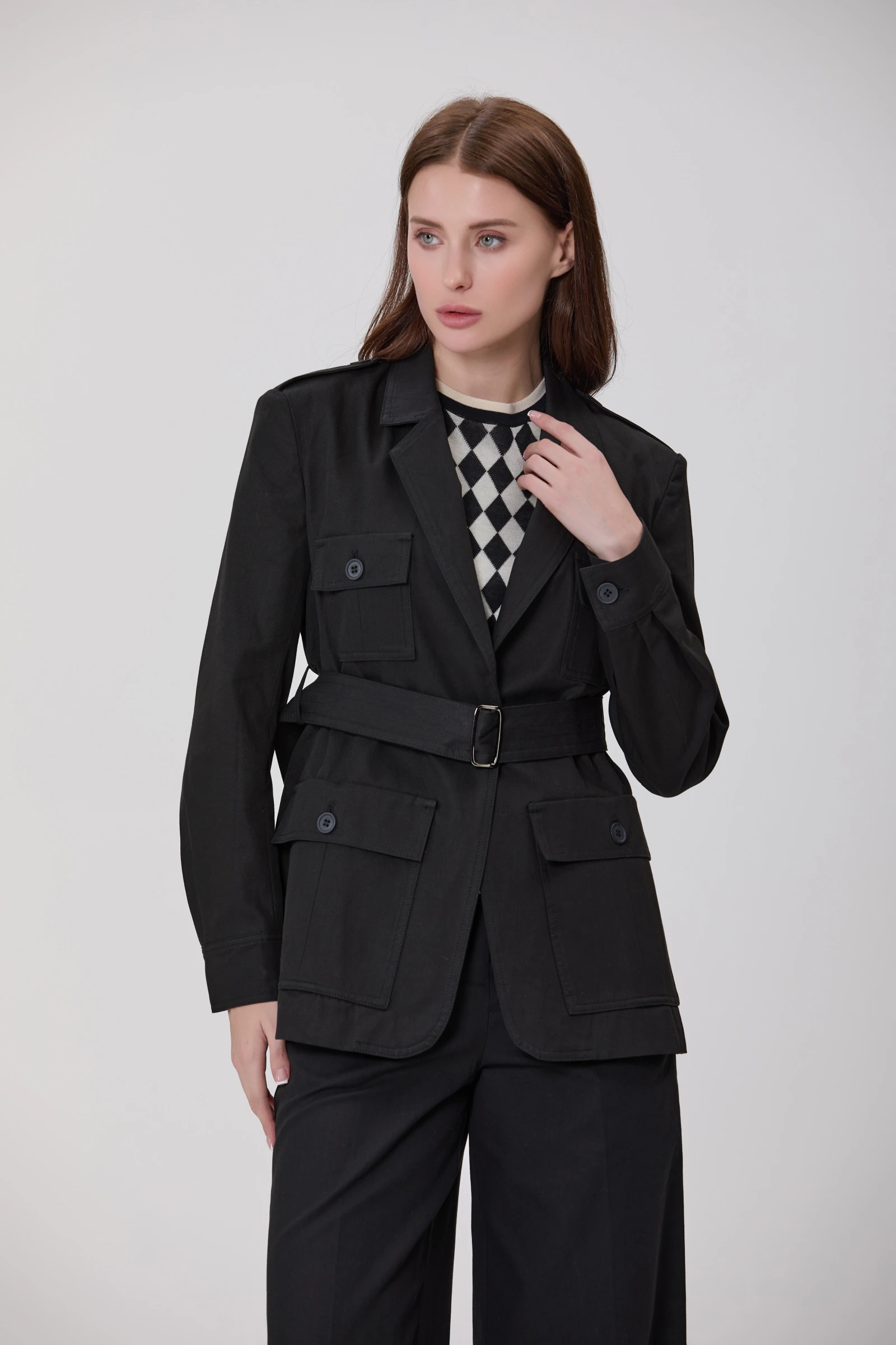 Veste Saharienne à Ceinture et Poches à Rabat