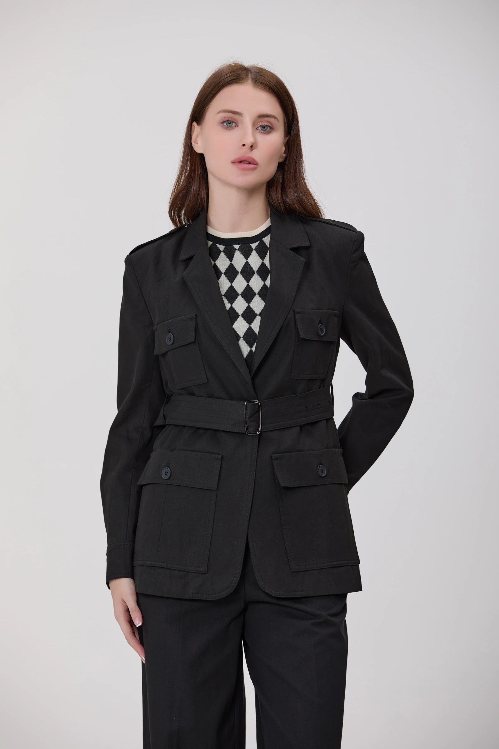 Veste Saharienne à Ceinture et Poches à Rabat