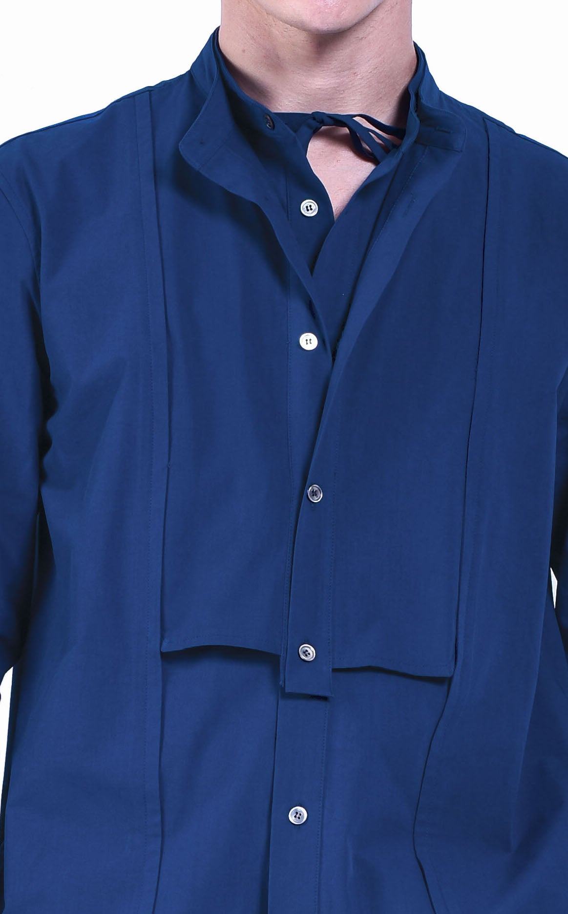 Chemise en coton avec plastron surpiqué et col amovible