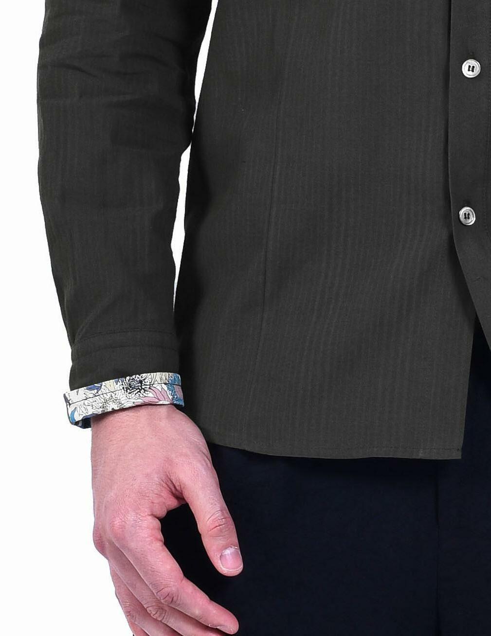 Chemise homme en coton avec col contrasté imprimé