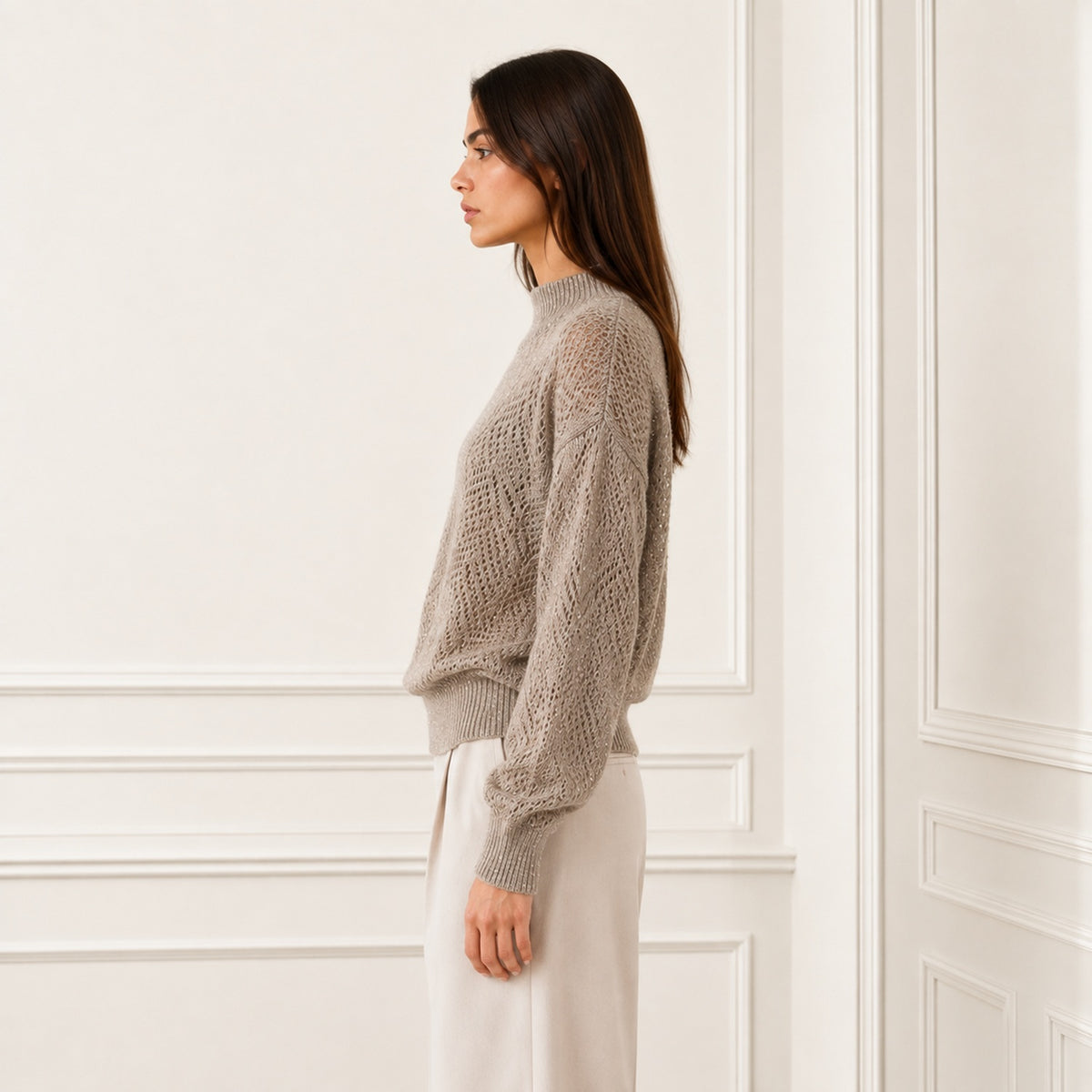 Pull en mélange de laine à col montant