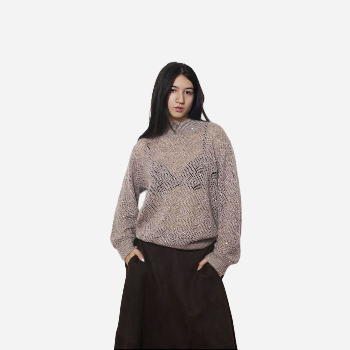 Pull en mélange de laine à col montant