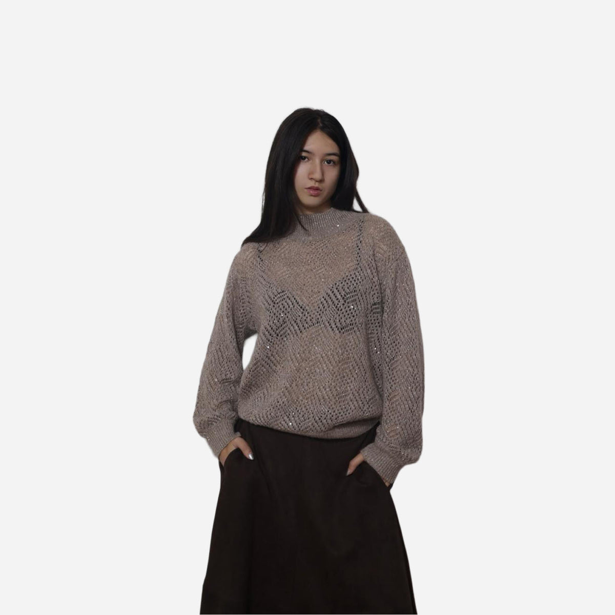 Pull en mélange de laine à col montant