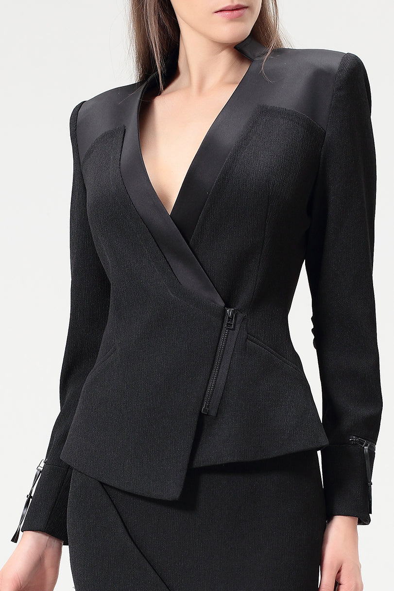Veste structurée bi-matières avec zips